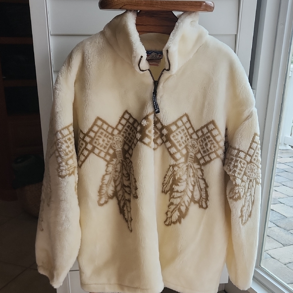Vintage Northern Lifestyles Cream Fleece Jacket Sz XL